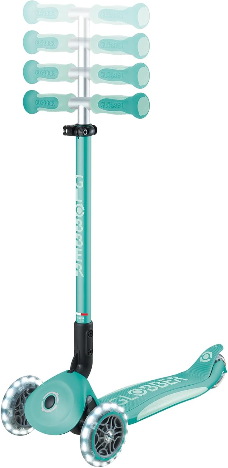 GLOBBER GO-UP Deluxe Lights – 3-in-1 tricycle 120/80 mm, ABEC 9, 3-wheel, height adjustable, LED wheels