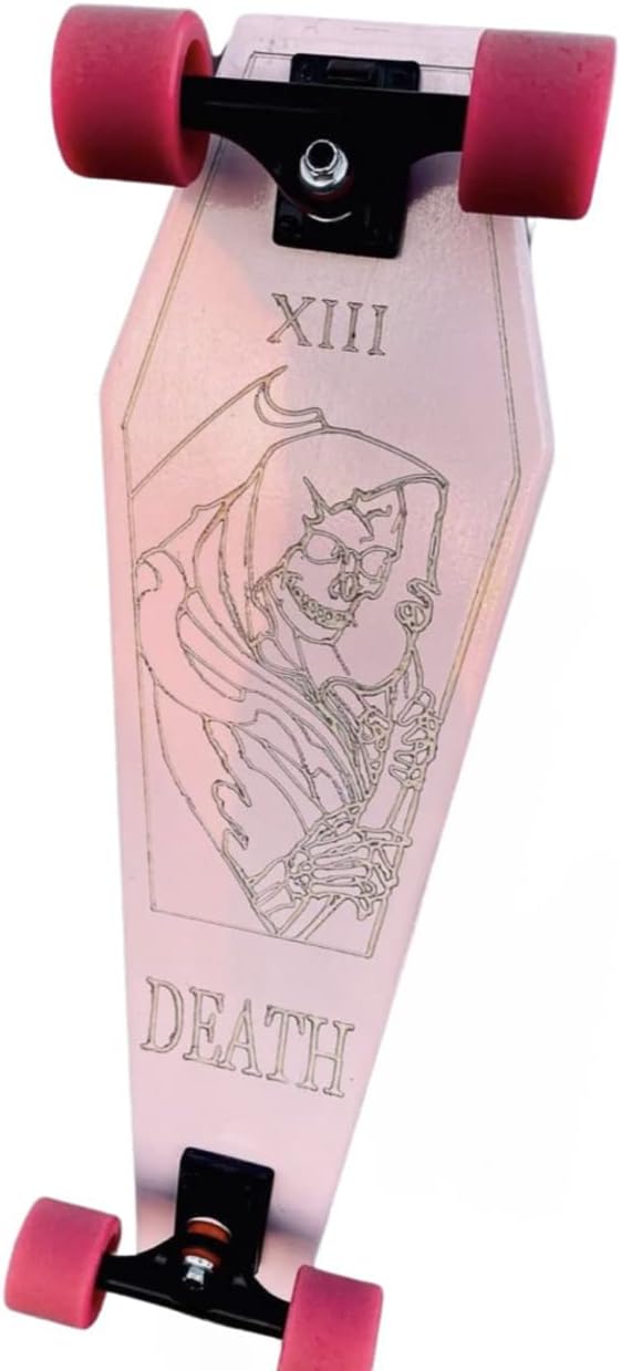 Coffin Death Tarot Pink Skateboard | Longboard | 30x9 | Coffin Croozer