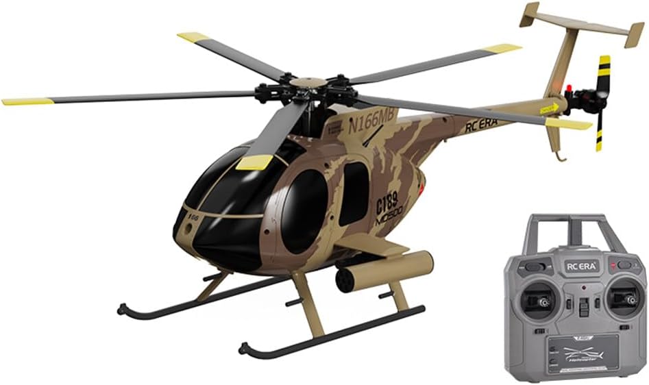 C189 MD500 Little Bird 2.4G 4CH Drone Aircraft with 6-axis Gyro & Dual Brushless Motors, Single-Rotor RC Helicopter for Adults, RTF