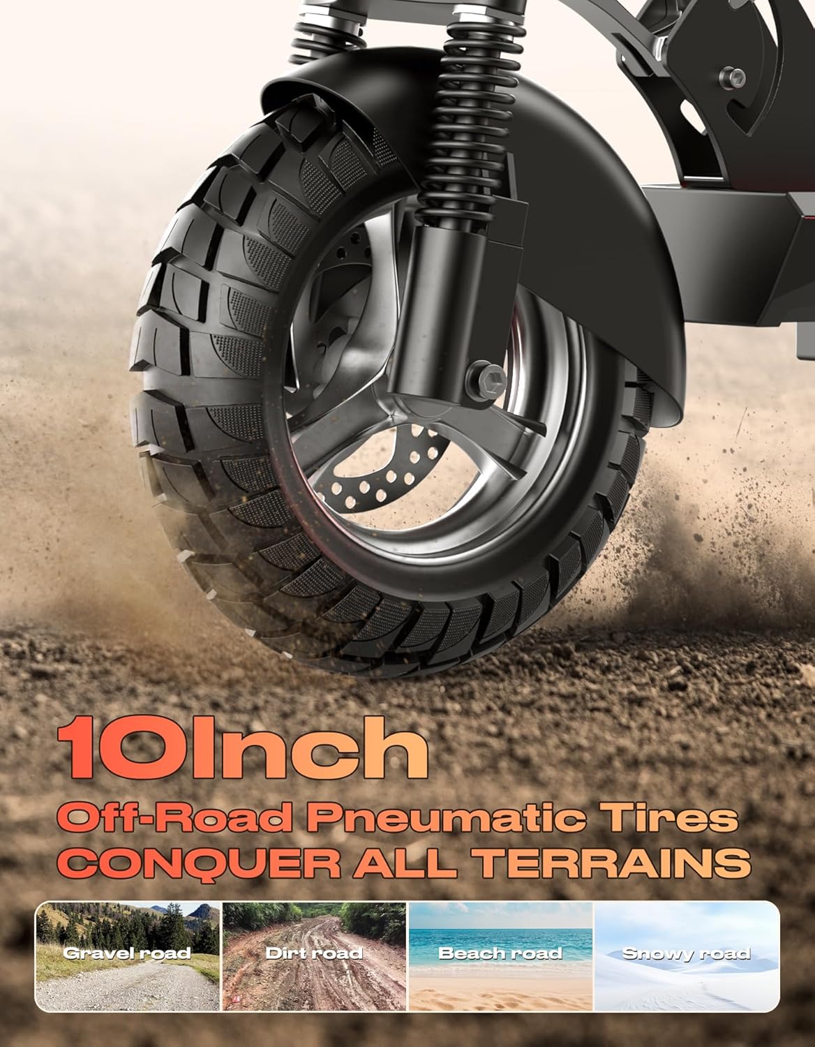 Electric Scooter for Adults with Seat, 1500W Peak Motor, 45-Mile Range, 25Mph Fast Speed, 48V 13AH Battery, Heavy Duty 300+ lbs, Dual Disc Brake, 10