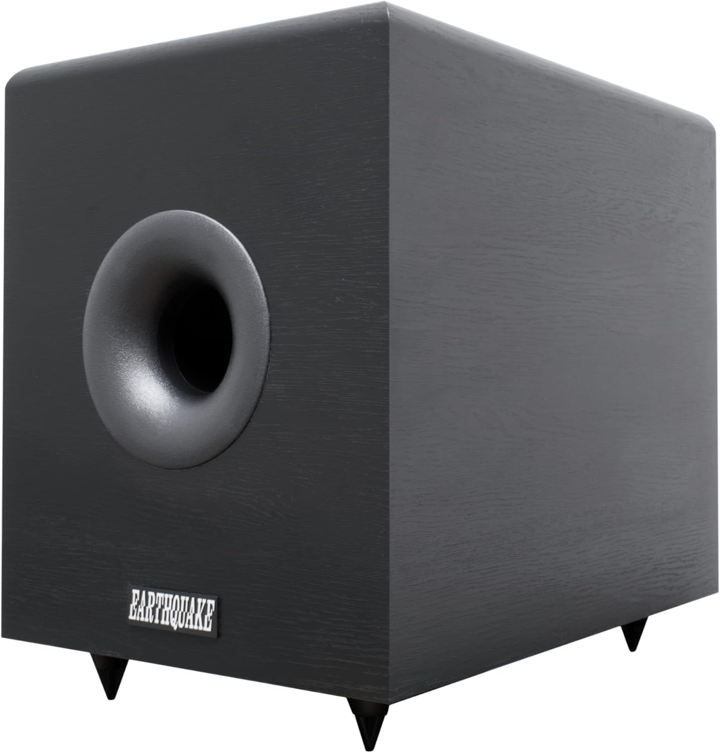 Earthquake SUB-80X Powered Down-Firing Home Subwoofer - 300W 8-inch Class AB Amplifier for Home Audio, Black Ash