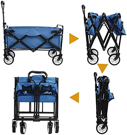 Collapsible Wagon Cart with Wheels Foldable Folding Wagons Carts Silent Universal Wheels,Folding Wagon Garden Cart Outdoor Utility Wagon Garden Trolley Carts Folding Garden Beach Shopping Ca