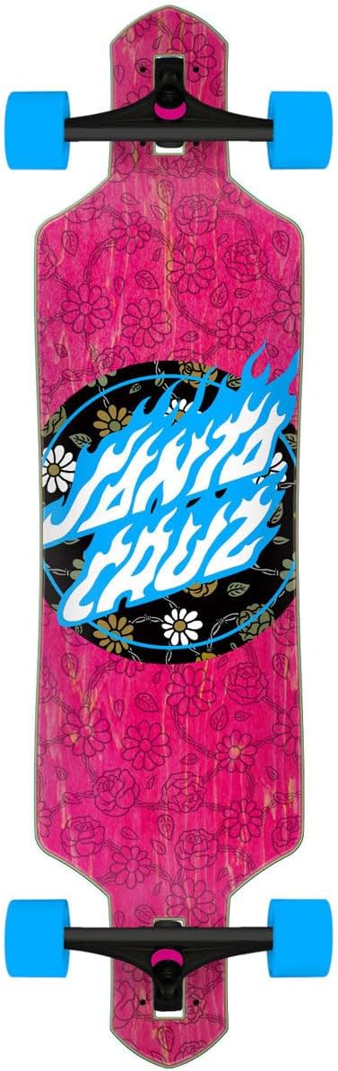 SANTA CRUZ Floral Flame Dot Drop Thru Pre-Built Longboard Complete