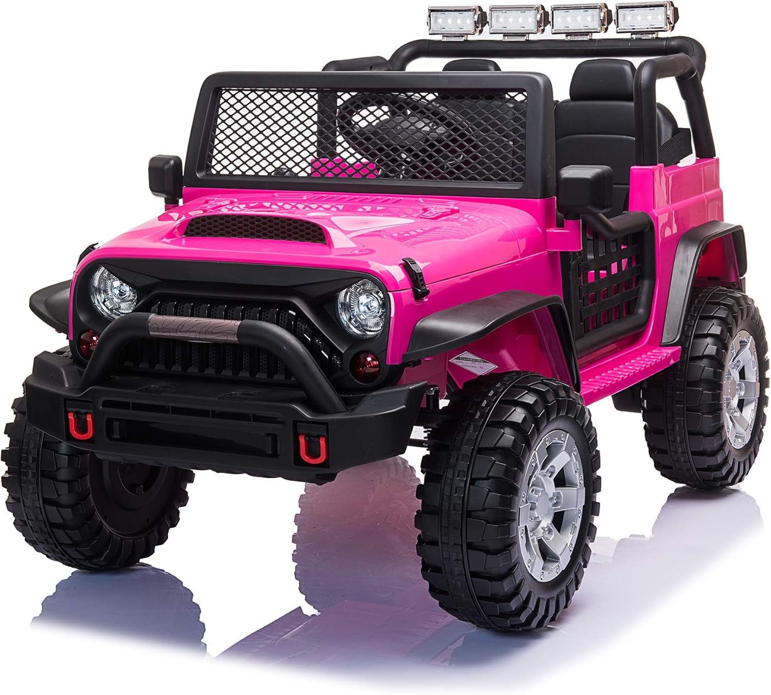 TOBBI 2 Seater Kids Electric Car Toy, Toddlers 12V Off-Road Ride On Truck with Parent Remote Control, 35W Battery-Powered 4 Wheels Vehicle to Drive with Horn & LED/MP3 for Chirdren 3-8 Years-Rose Red