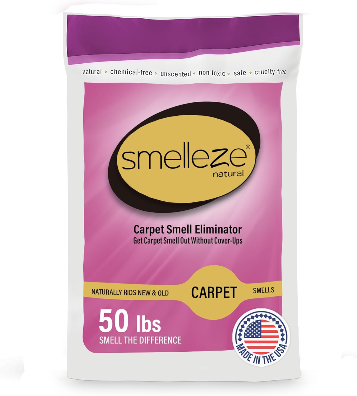SMELLEZE Natural New Carpet Smell Deodorizer, Carpet Odor Eliminator Powder - Deodorizes All New Carpets, Rugs & Upholstery, 50 lb. Powder