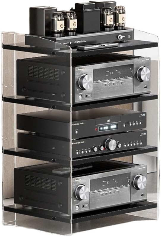 KGPGNYMYHA Clear Audio Rack Entertainment Center Shelves AV Media Stand Acrylic Media Storage Cabinet Record Player Stand Heavy Turntable Stand(Clear