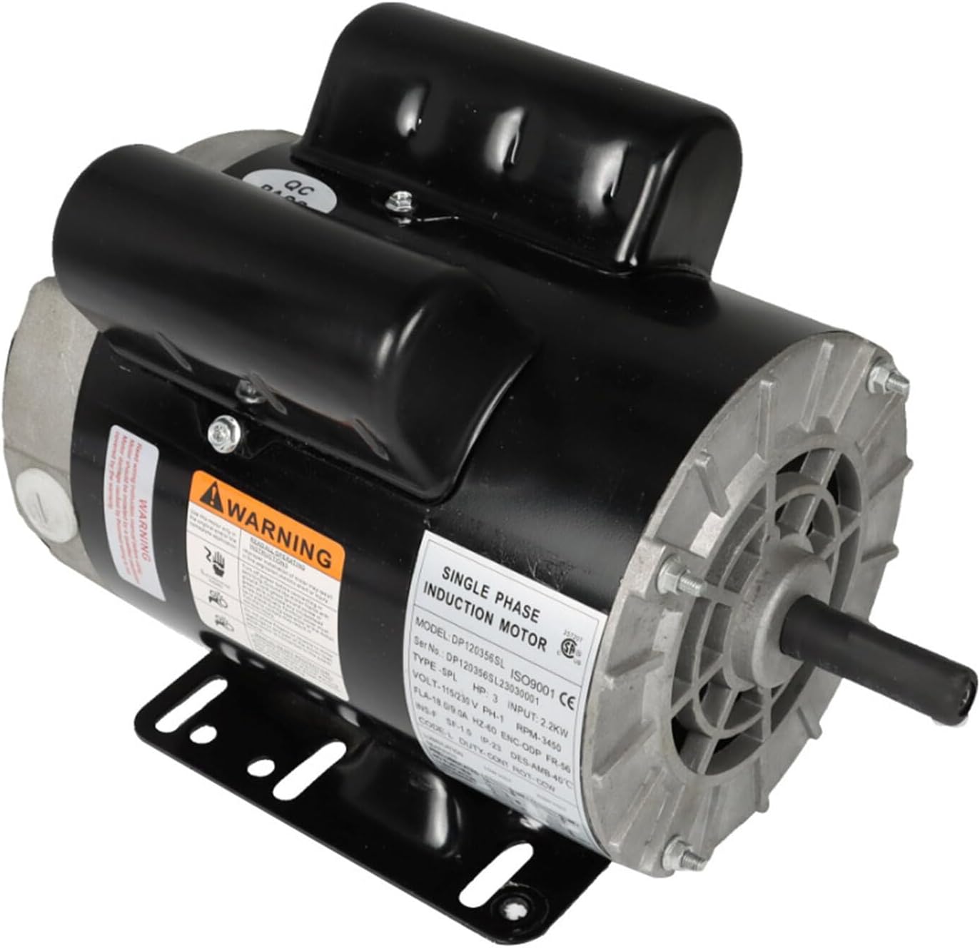 3HP SPL 3450 RPM Electric Motor 56 Frame 1 Phase 115/230v CCW 5/8 Inch Shaft for Air Compressor Motor