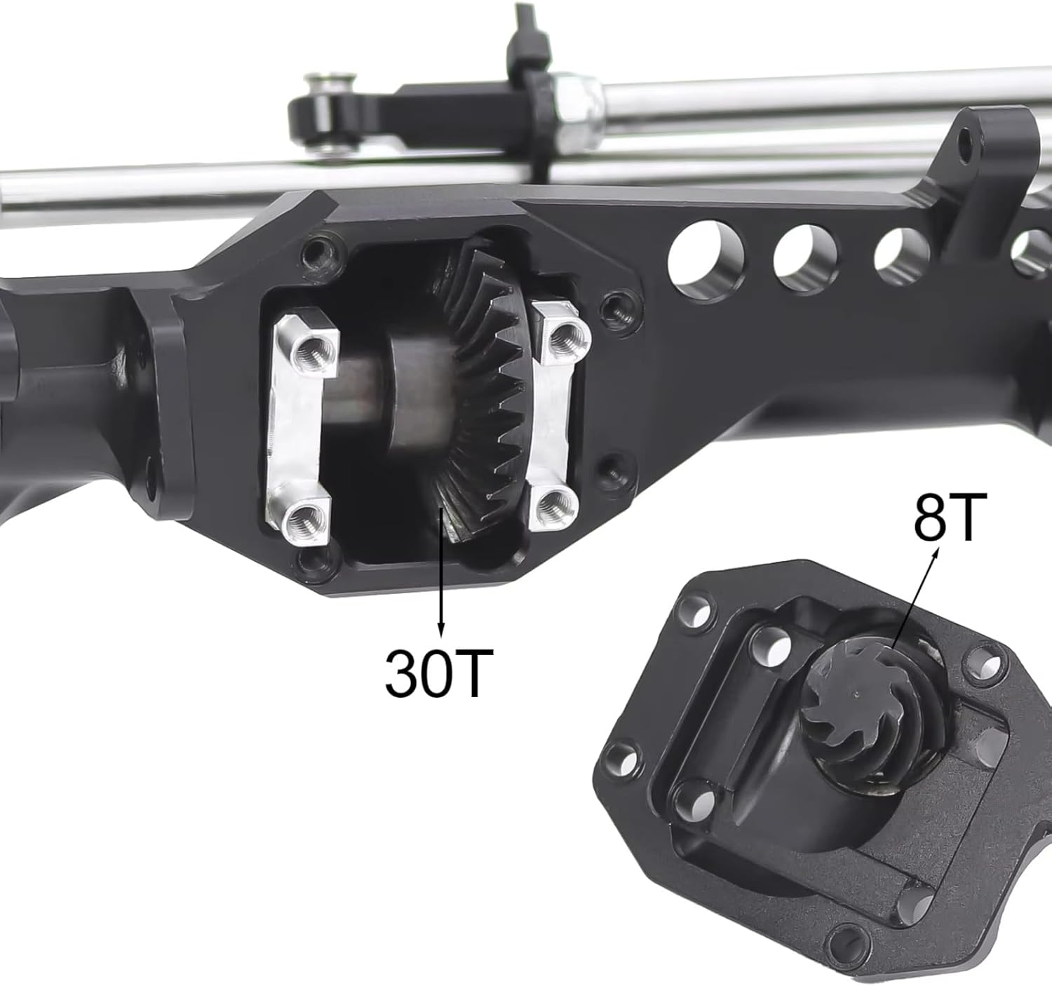 RC Car Parts Compatible with Vanquish VS4-10 for Phoenix 1/10 RC Crawler Car Upgrade Parts Aluminum Front Rear Portal Axle Complete Set(Black,1set)