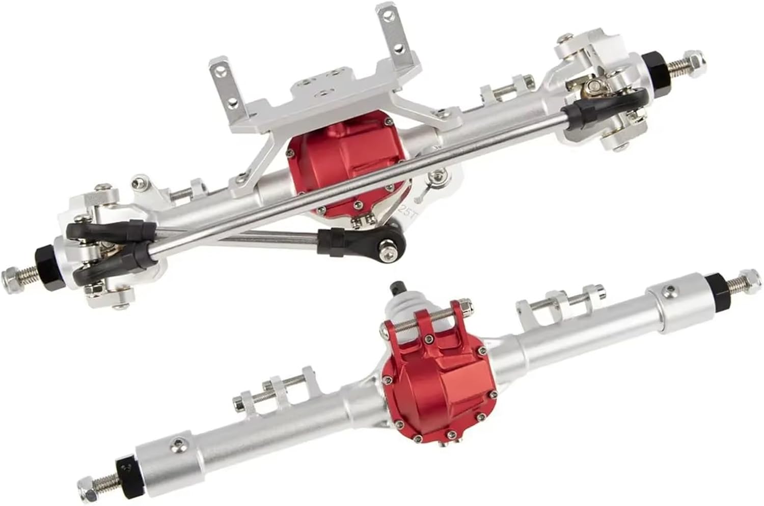 RC Car Upgrade Parts Compatible with Axial 90046 90047 for RGT 86100 for SCX10 II 1/10 RC Car Crawler Parts Machined Aluminum Front and Rear Straight Axle(Silver)