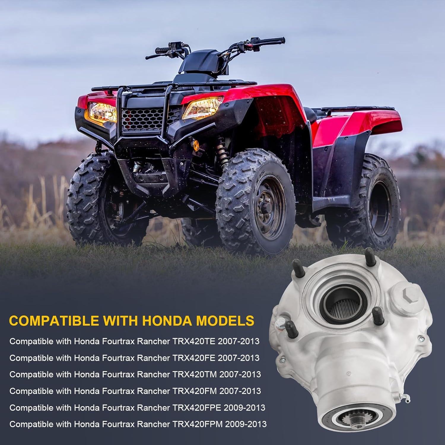 Rear Final Gear Differential with Rear Axle Shaft Compatible with Honda Rancher 2007-2013 TRX420 TRX420FM TRX420FPE TRX420FPM TRX420TE TRX420TM # 41300HP5600 41300-HP5-600