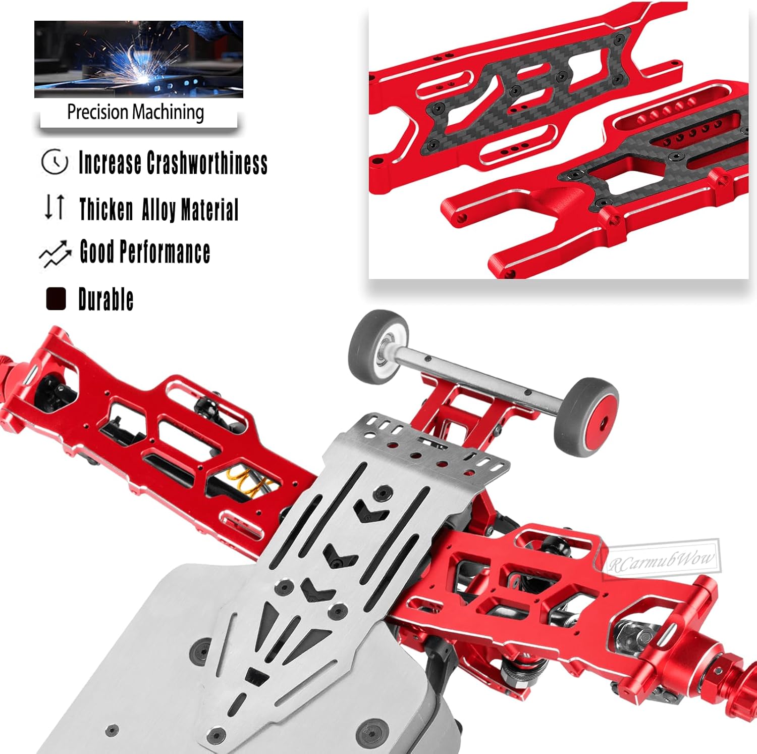 Upgrades Part for 1/10 Kraton/Outcast 4x4 4S V2 BLX,RC Shock Absorber,Driveshafts,A-Arm,Turnbuckles,Caster Blocks Set,Steering,Front Rear Gearbox,Wheelie Bar,Wing Mout,25T Servo,Red