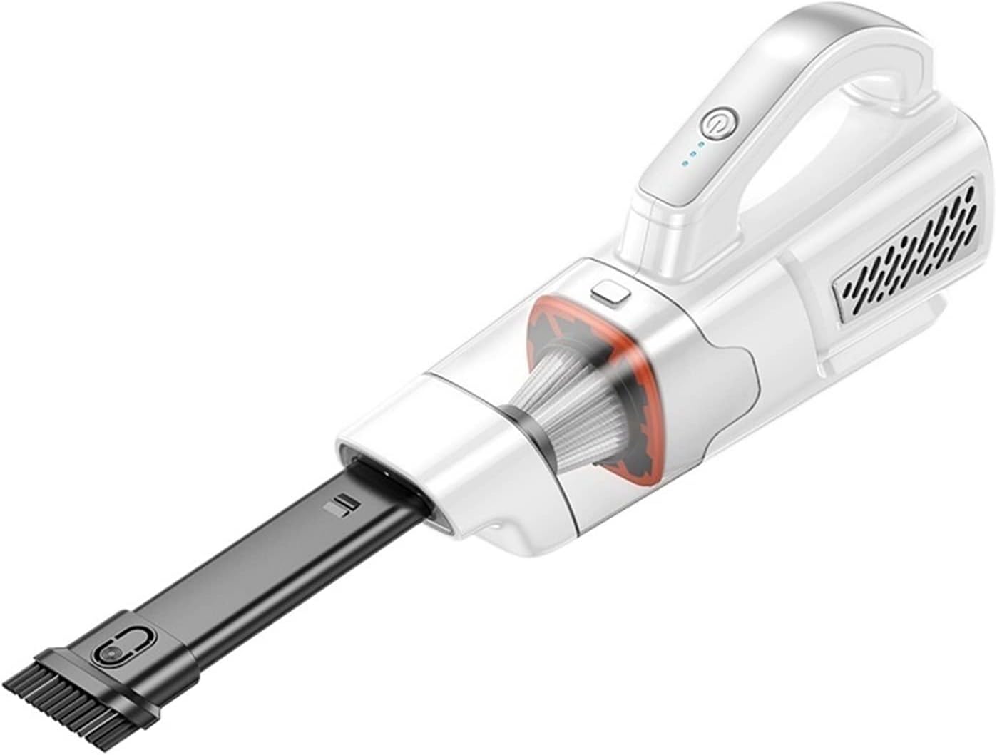 98000Pa Brushless Motor Wireless Vacuum Cleaner 2 Speed Handheld Mini Powerful Cordless Vacuuming Less 75db for Car Home Office (Color : White)