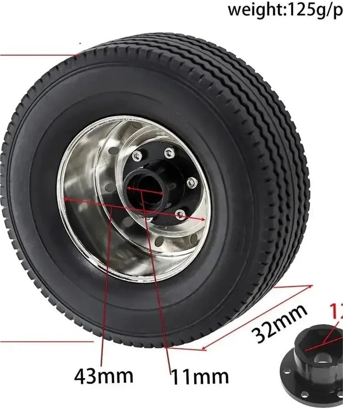 RC Repairs Models For Tamiya 1/14 Metal Wheel Rim Tire Set Upgrade Modification Parts RC Truck For Universal Model Cars(1 set)