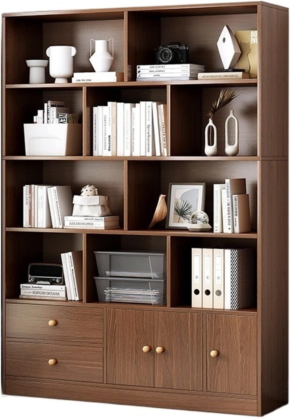 Bookcase Open Bookshelf, Display Stand Simple Partition Shelf for Study Living Room Bedroom (Color : Dark Walnut Color 80x24x180cm) (Dark Walnut Color 120x24x180cm)