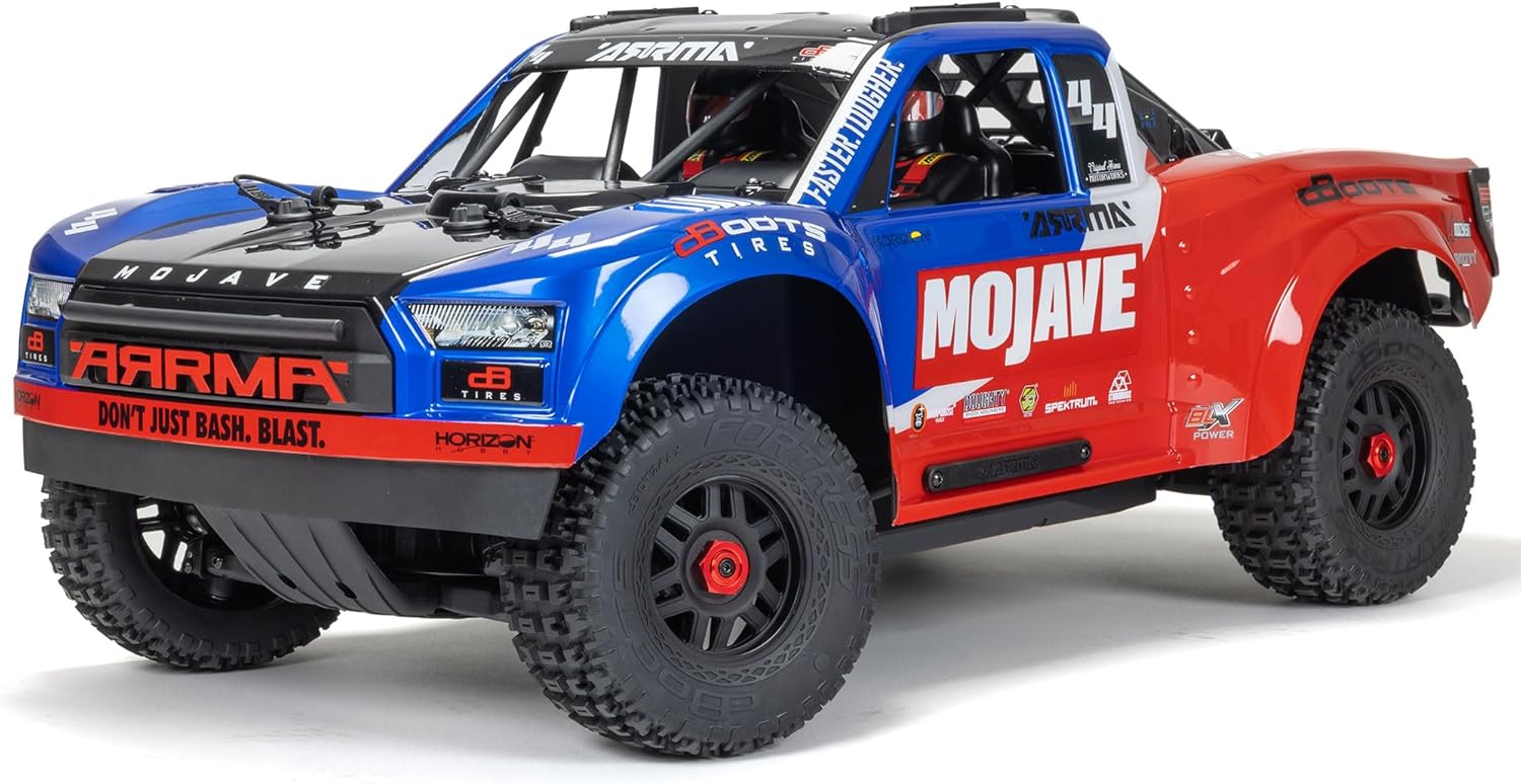 ARRMA Mojave RC Truck 4X4 4S BLX 1/8th Scale Desert Truck RTR (Battery and Charger Not Included) Blue/Red ARA4404T2