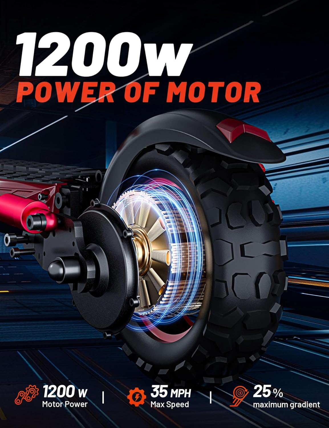 1200W Motor Electric Scooter Adults with Seat, 35 MPH Max Speed & 48V 18AH Big Battery Up to 33 Miles Range, 11