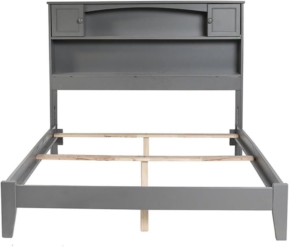 Pemberly Row Traditional Styled Wooden Full Bookcase Bed in Gray