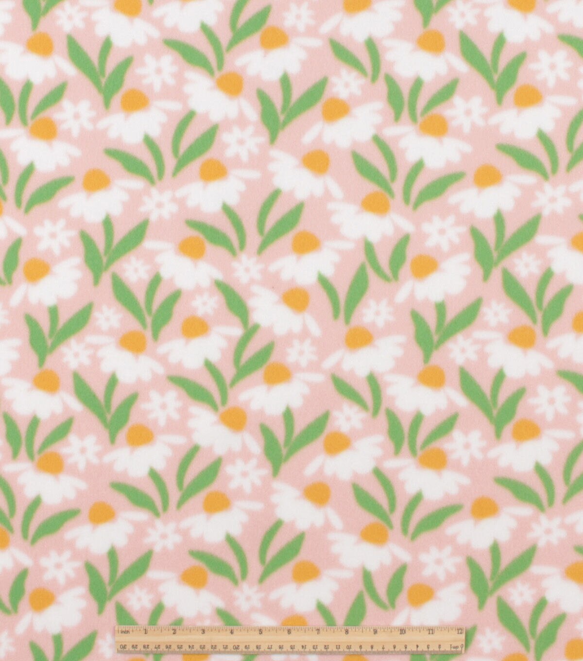 White Floral on Pink Blizzard Fleece Fabric