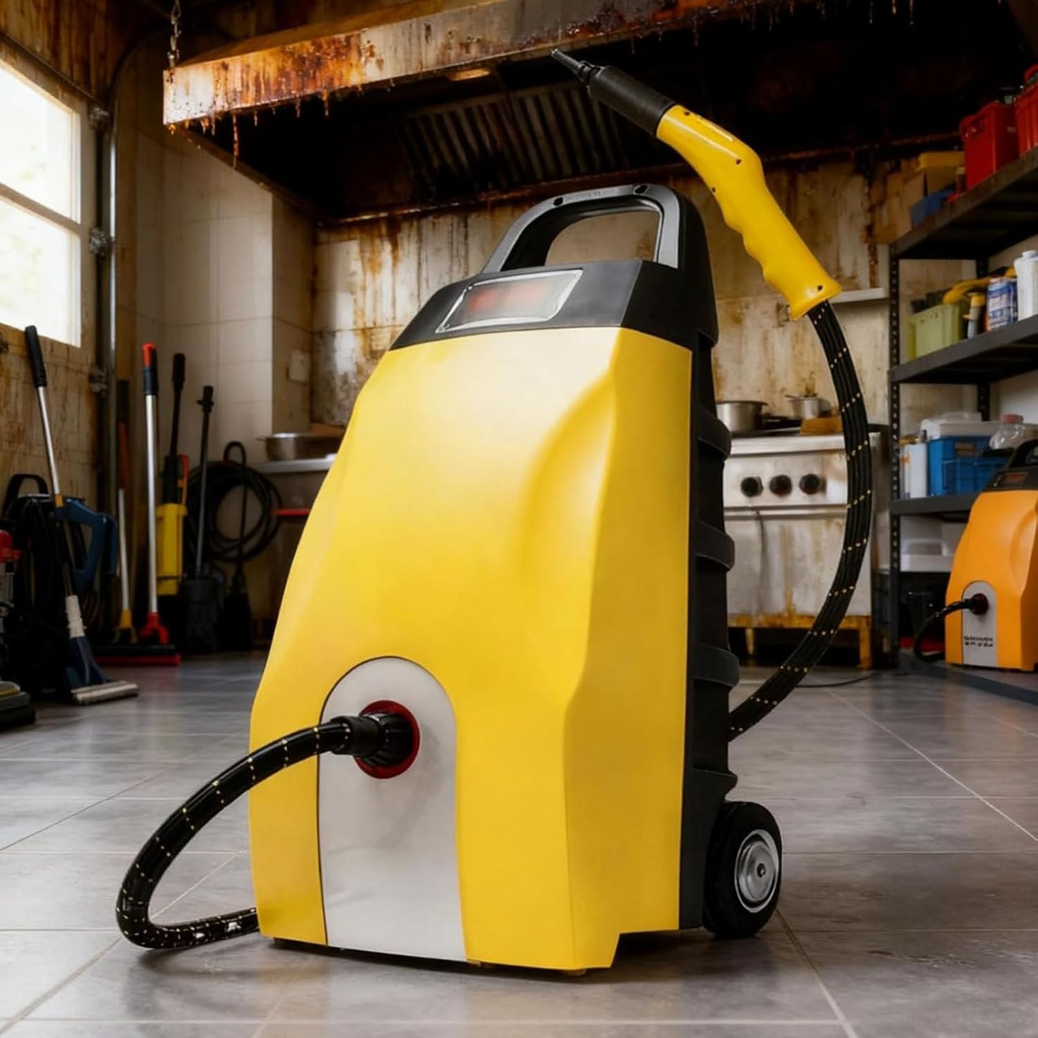 GerCxxly 3.5L Multi-Purpose Steam Cleaner,High Temp High Pressure Steam Jet Washer,for Home, Car, Hotel & AC Cleaning,40 - sec Heat - Up,2500W Yellow