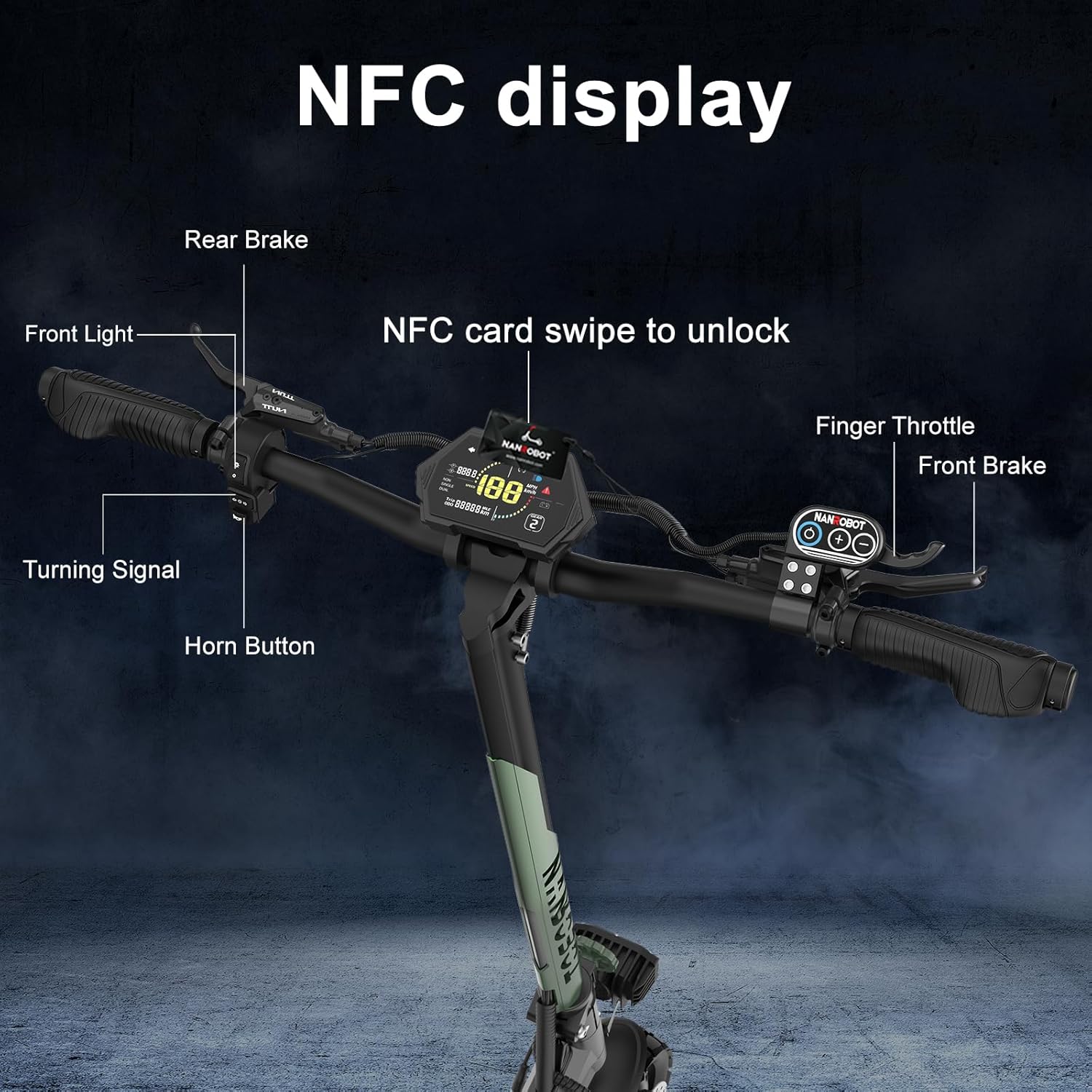 NANROBOT D6+ Lightning H1 Electric Scooter Adults 3000W Dual Motors 45 MPH Top Speed 75/40/18 Miles Long Range Fast Electric Scooter 10