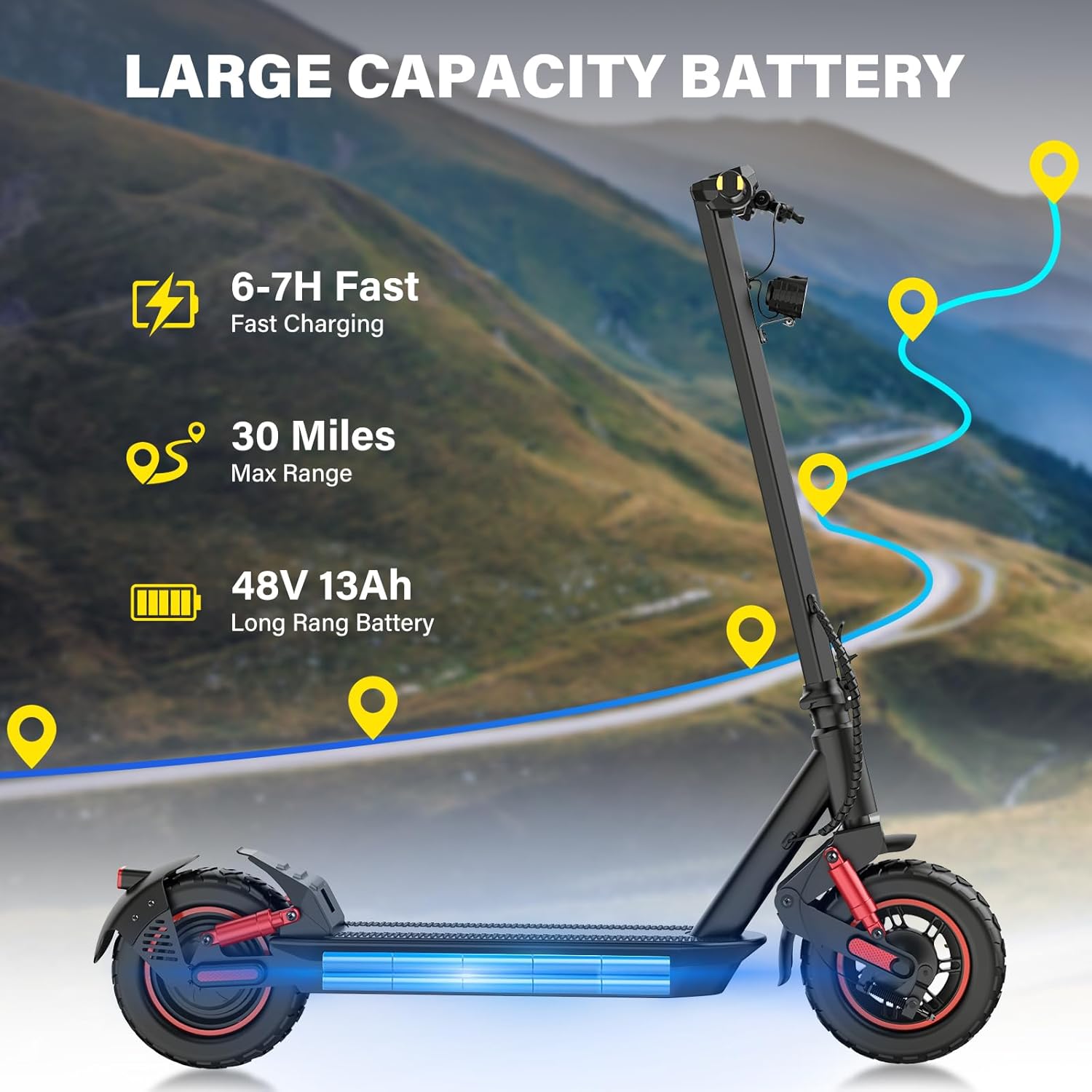Electric Scooter for Adult - 1000W Peak Motor, Max 30 Miles Long Range, 30Mph Top Speed, 11