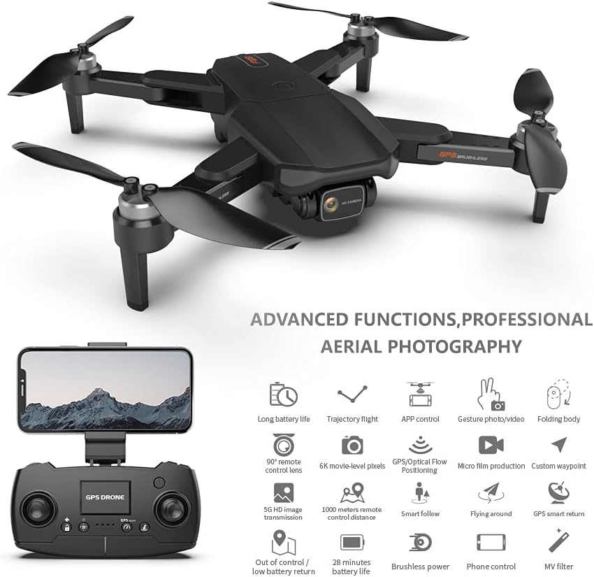 GPS Folding Drone with Brushless Motors, 6K HD Camera, 56 Min Flight, 1000M Range | Altitude Hold, Auto Return, RC Quadcopter for Adults