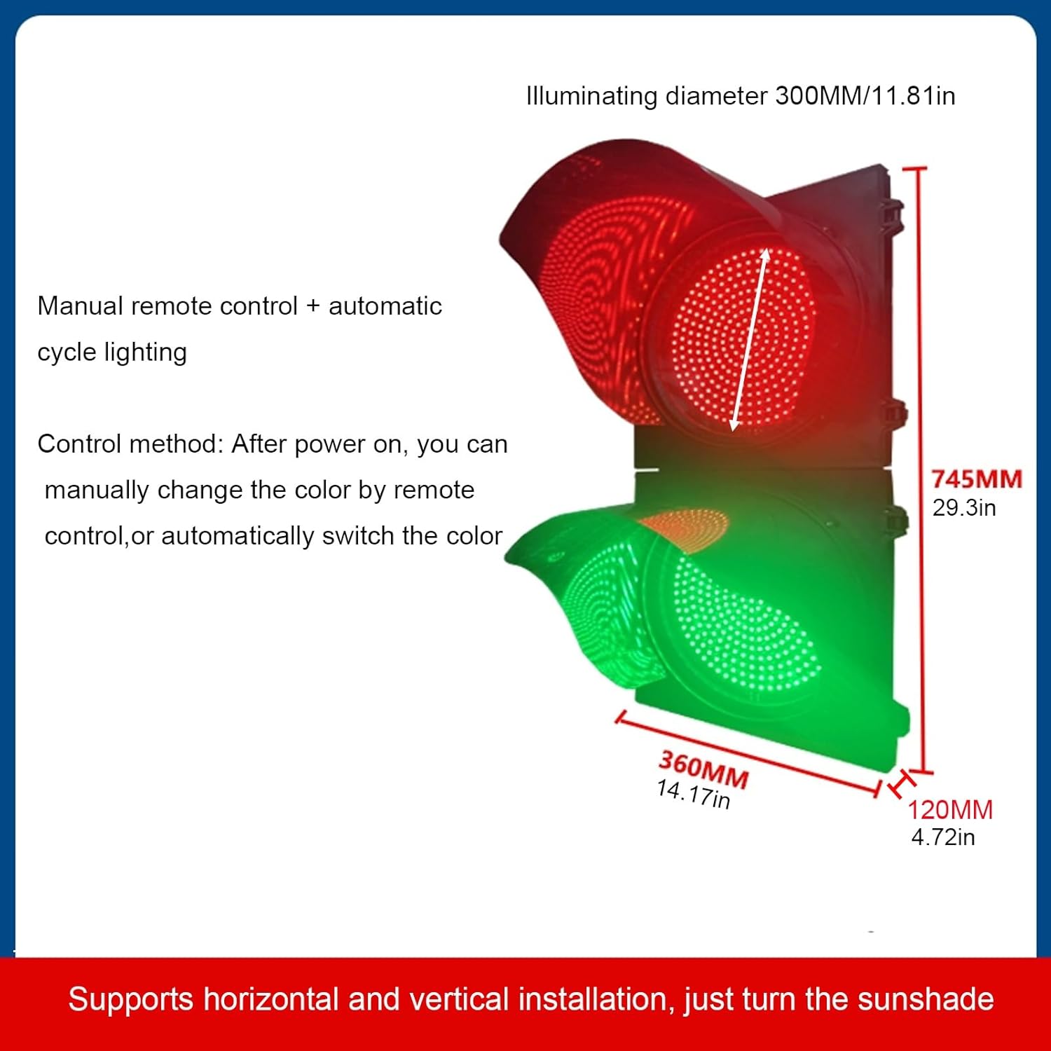 Traffic Light Lamp, Traffic Stop Light, Traffic Signal Light, Waterproof IP65, Dock Bay Indicator Warning Light, for Toll Station, Car Wash, Shopping Mall, Parking Lane(Metallic)