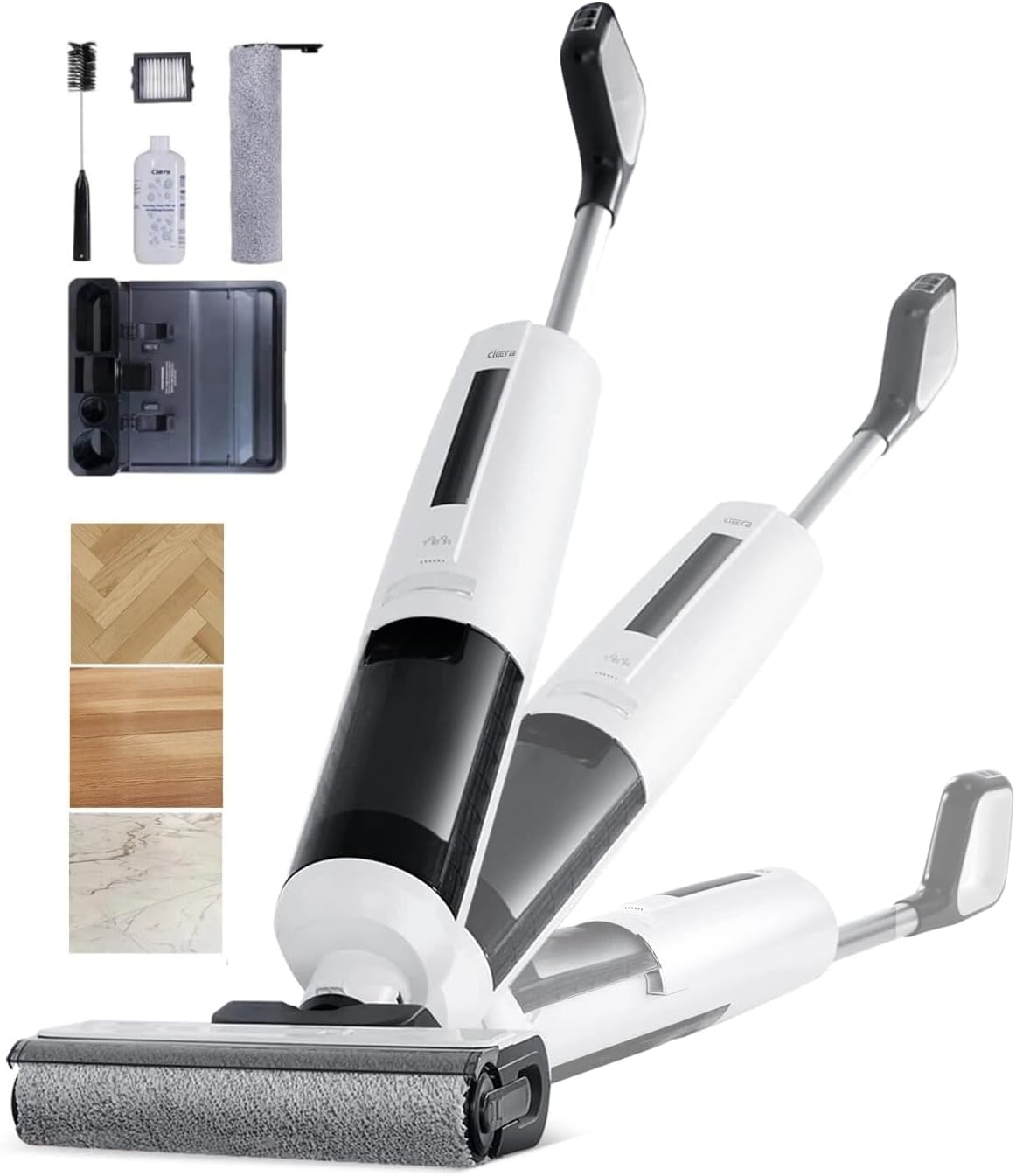 Self-Cleaning Wet Dry Vacuum Mop Combo,Cordless Floor Cleaner for Hardwood/Tile Floors,140°F Hot Drying,18000Pa Suction,2-in-1 Hard Floor Vacuum and Mop,180°Edge Access,Stick Vacuum Mop for Pet Hair