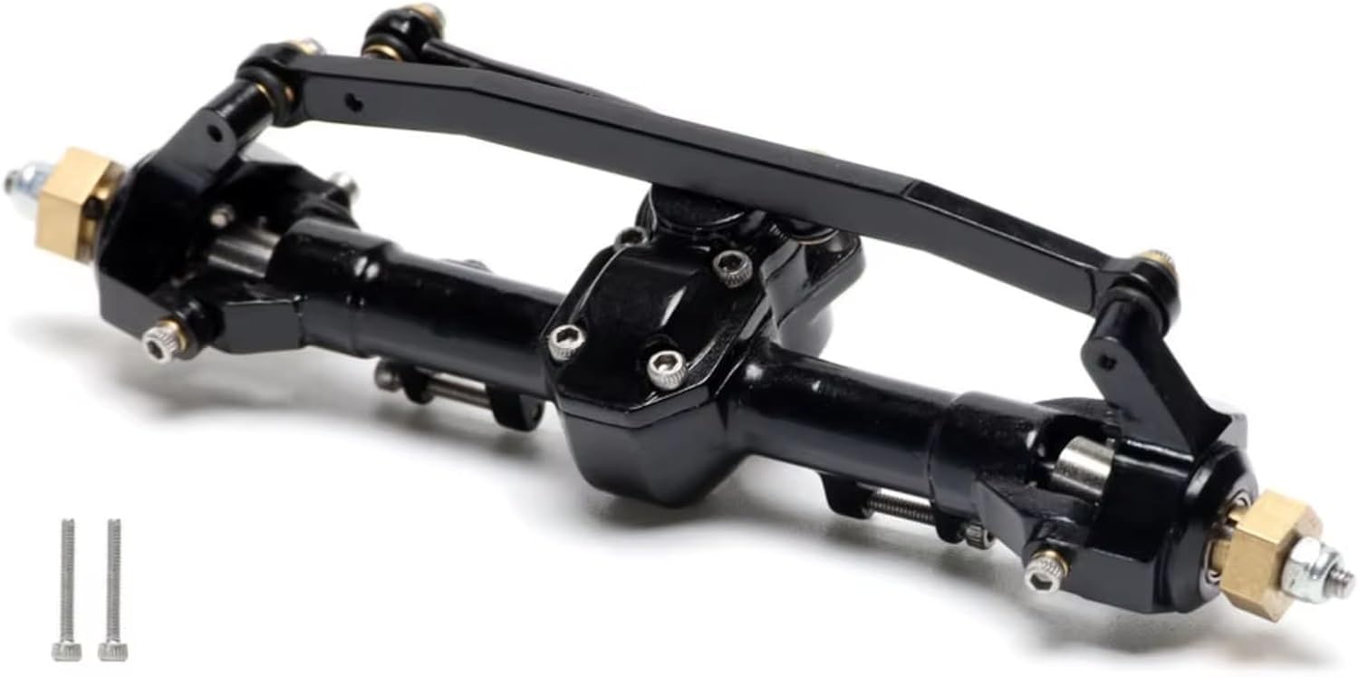 Rc Crawlers Axles For Axial For SCX24 90081 C10 B-17 1967 2019 For Wrangler 1/24 Alloy Casting Complete Edition Front Rear Axle Set RC Model(Black,1set)