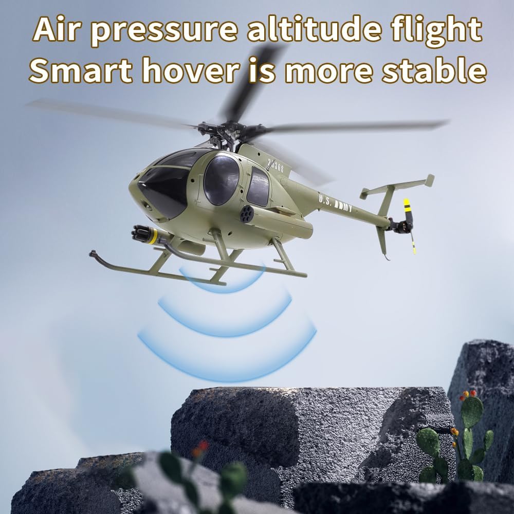 Remote Control Helicopter, C189 MD500 RC Helicopter Model, 1/28 Scale 4CH Single-Rotor Helicopters with 6-Axis Gyro and Brushless Motor, 2.4GHz RC Aircraft for Adults, 2 Batteries (Green)