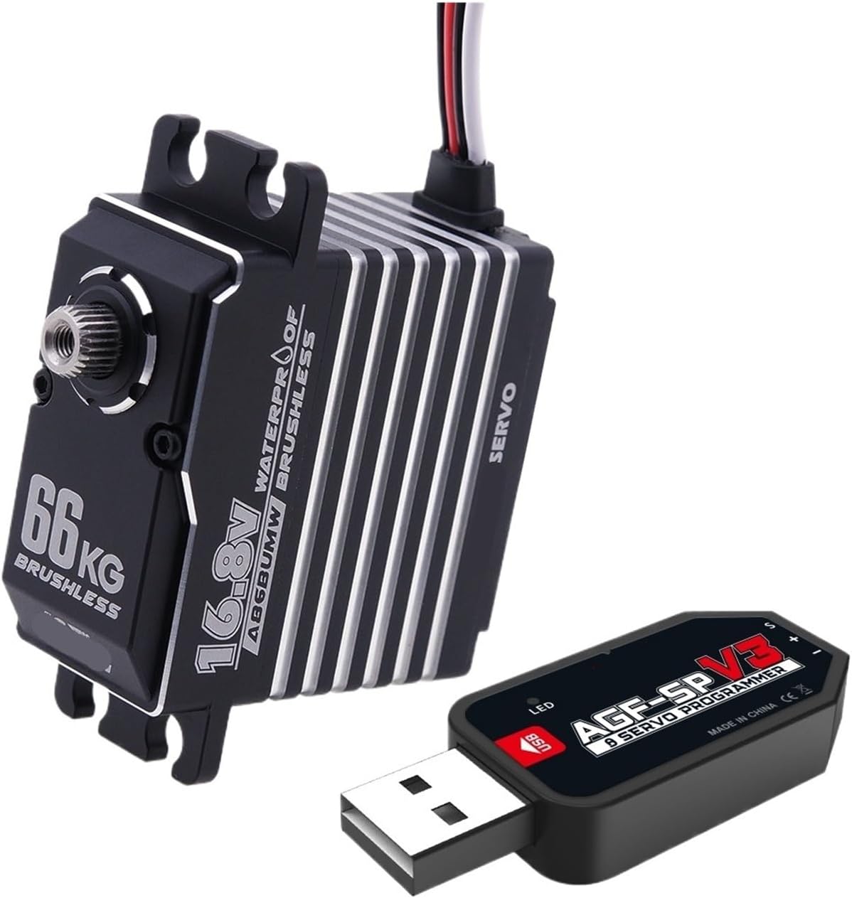 Waterproof A86BU Metal Gear 4S Lipo 16.8V 66KG High Torque Brushless Digital Steering Servo(A86BUMW set1)