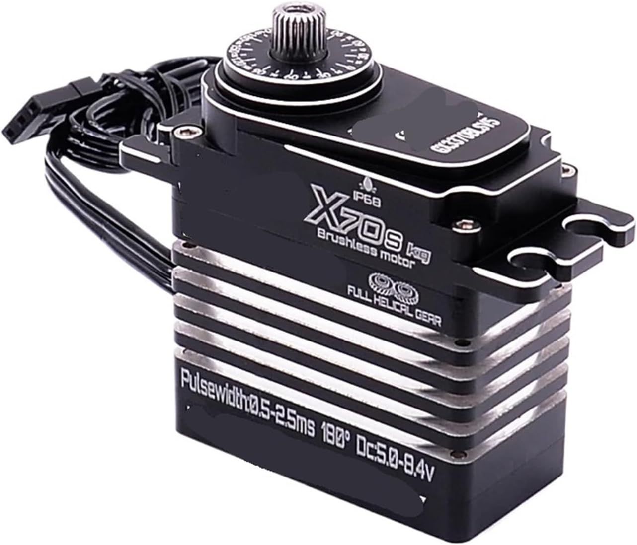 High Torque Magnetic Induction 8.4v brushless 70kg servo Steel helical Gear Waterproof IP68(70kg 180 Degree)