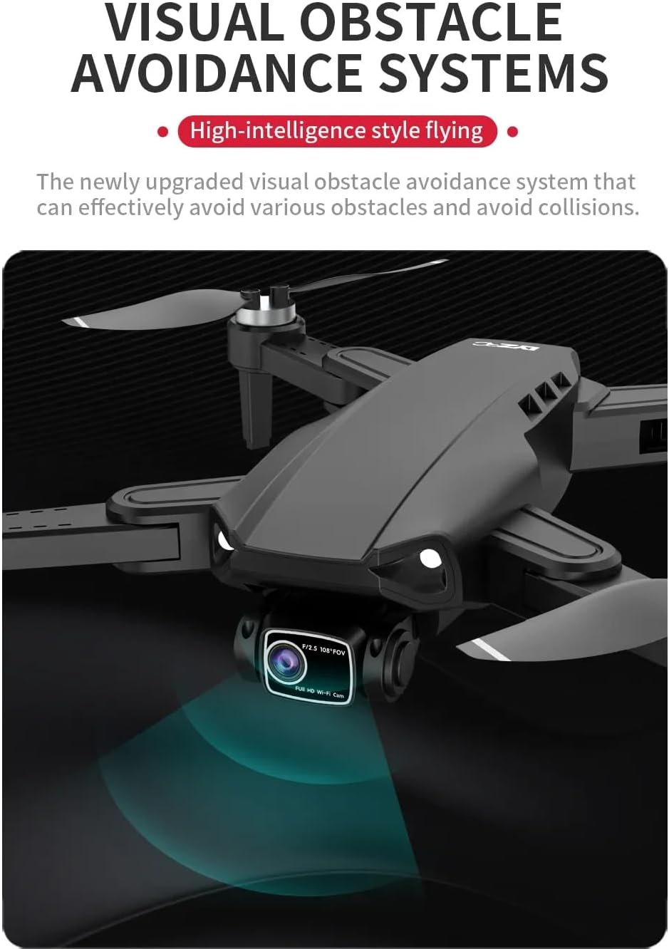 Generic 4k hd dual camera gps drone with visual obstacle avoidance and 5g wifi connectivity gray 1 battery-bag, 11.41 x 2.16 x 11.41 in