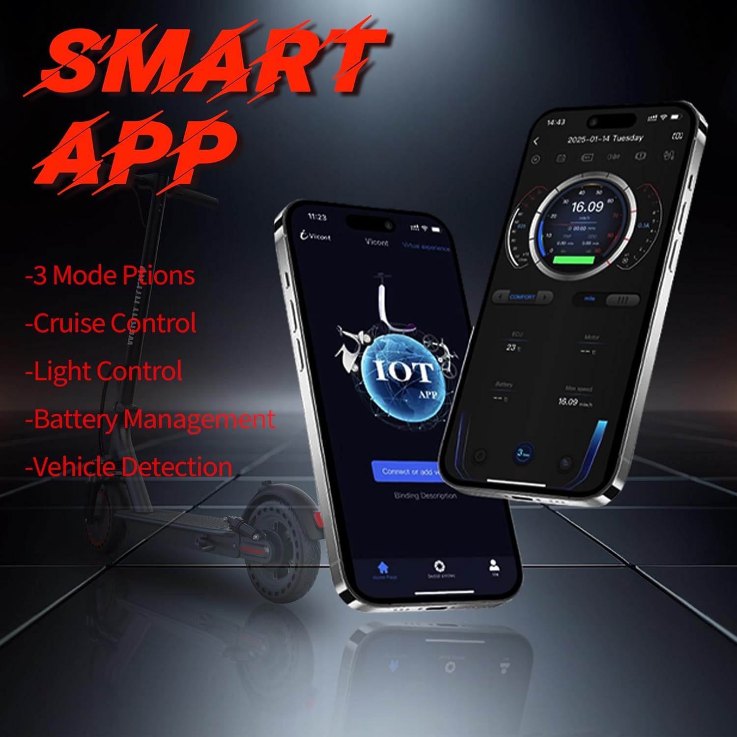 Electric Scooter, Powerful 500/350W Motor, 10