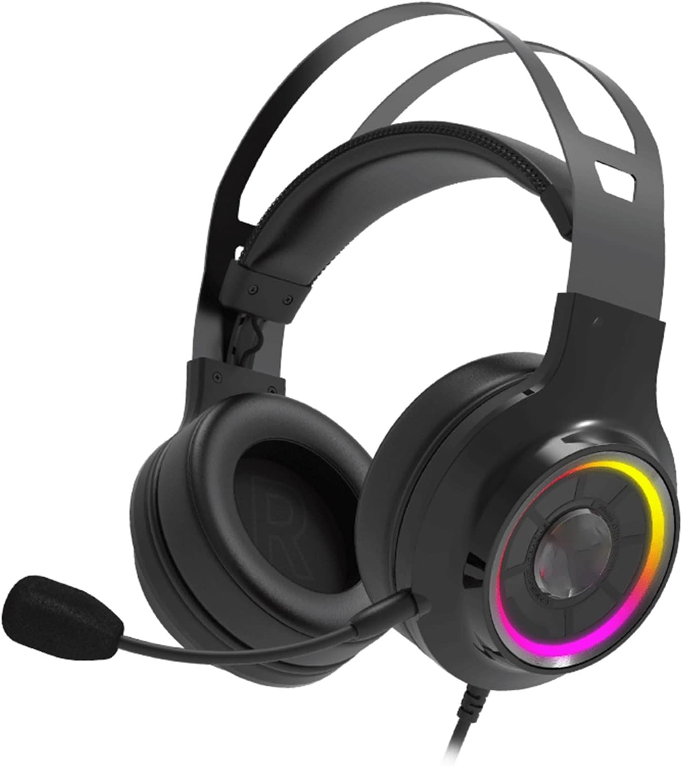 Gaming Headset for PS4 with Mic,PC,Xbox One,Laptop,Surround Sound Over Ear Noise Cancelling Headphone with RGB Lights Volume Control for Laptops