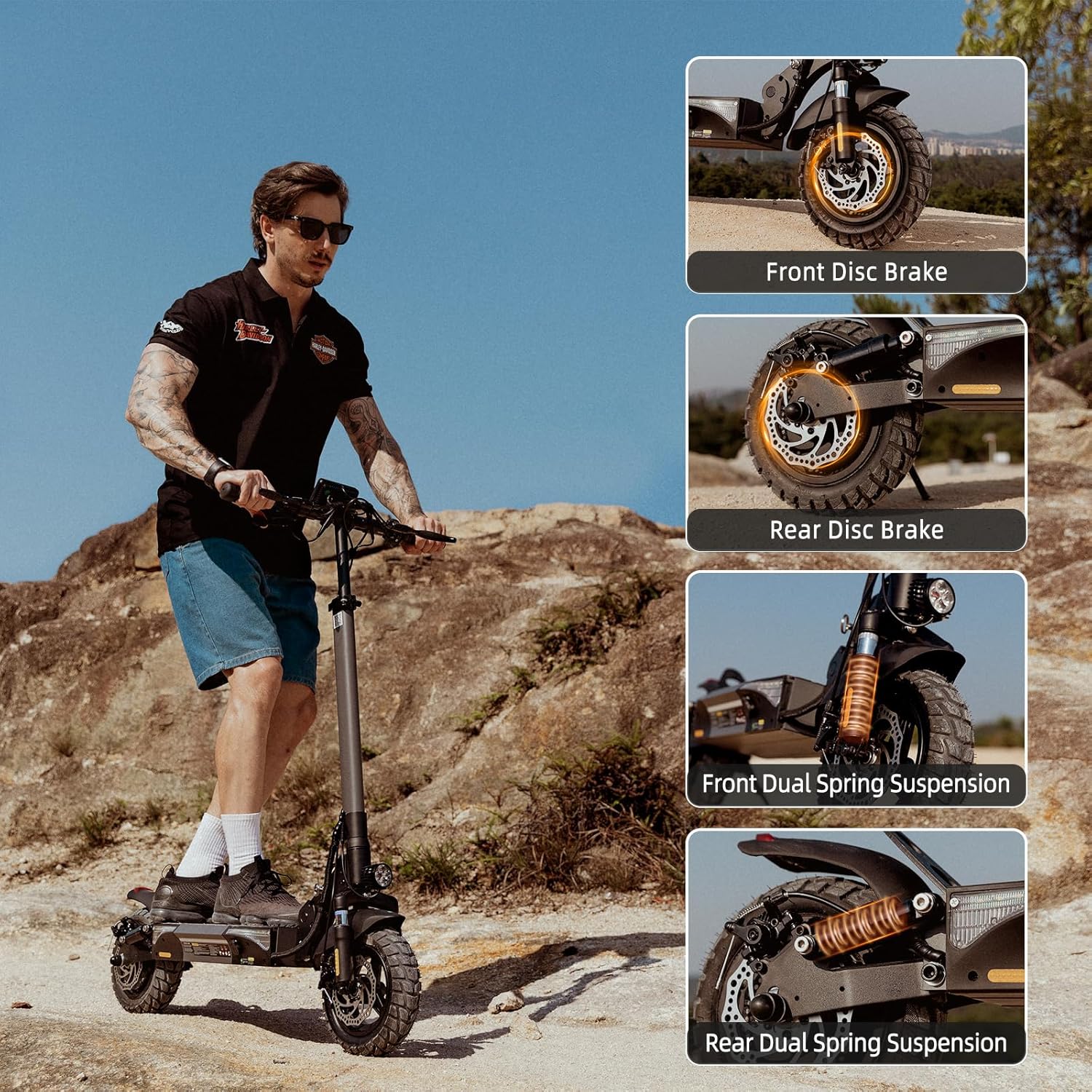 Electric Scooter, 500W/1000W/1500W Peak Powerful Motor, 18/25/28 Top MPH, 23/28 Miles Range, 8.5