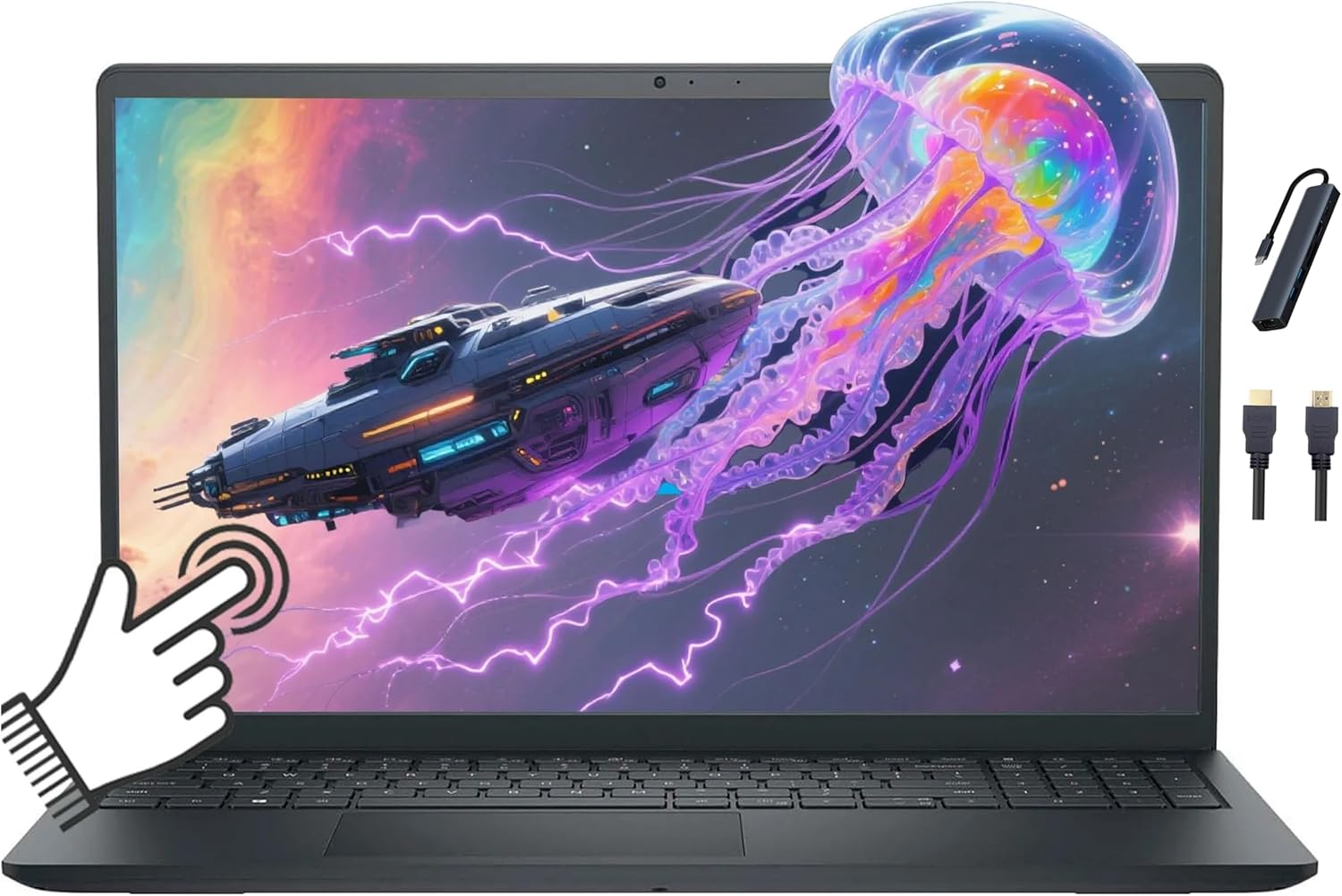 Dell LDC15250 15.6'' FHD Touchs Laptop, Intel Core i5 1334U Processor, 12GB Memory, 1TB SSD, Intel UHD Graphics, Copilot AI, Wi-Fi, Windows 11 Home in S Mode, Carbon Black with TGY Accessories