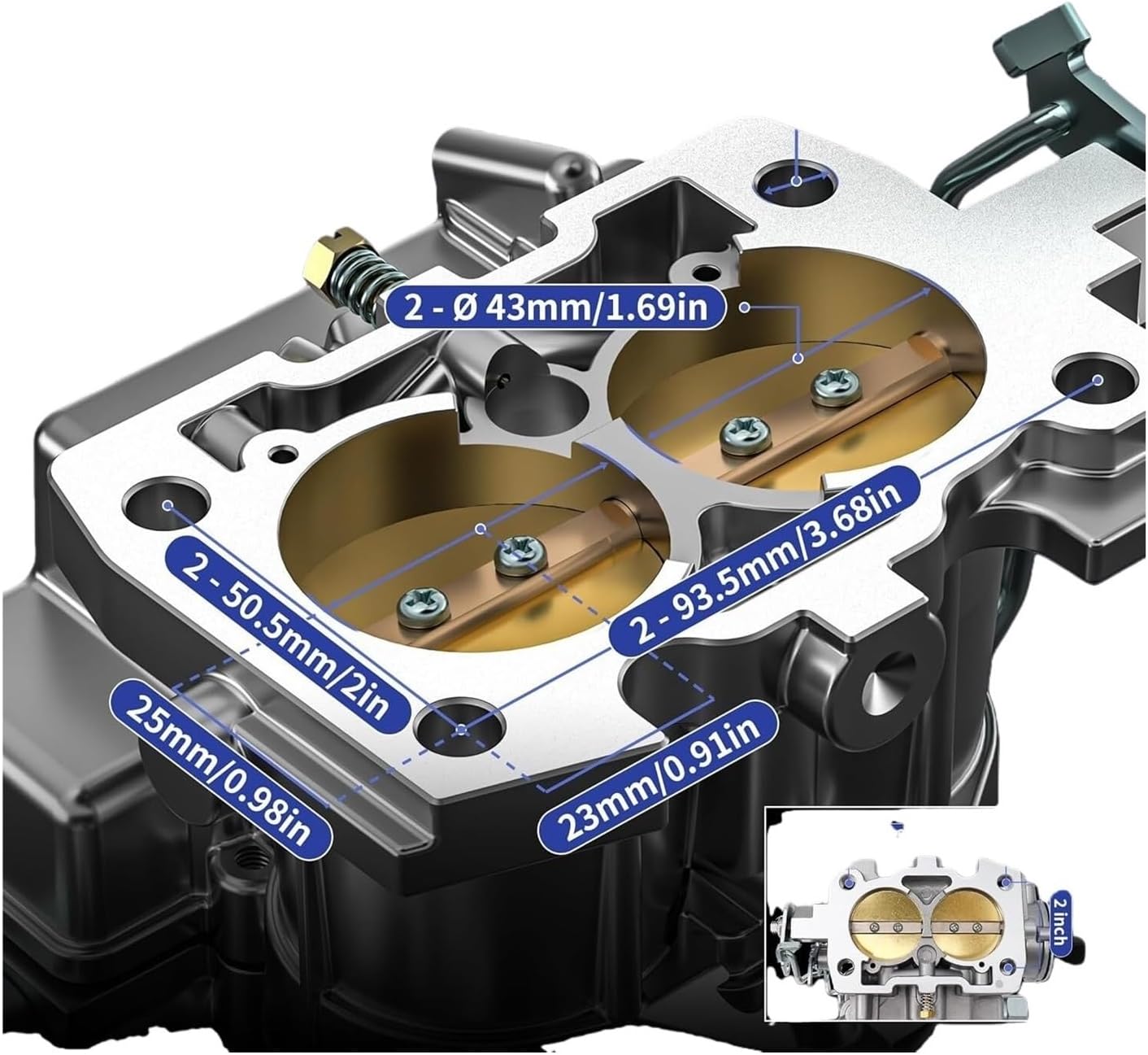 Mercruiser 2.5-3.0L 4 CYL Compatible For Marine Carburetor | 3310-864940A01 | 2-Barrel Electric Choke Long Linkage | 3 3/4×2in Bolt Pattern