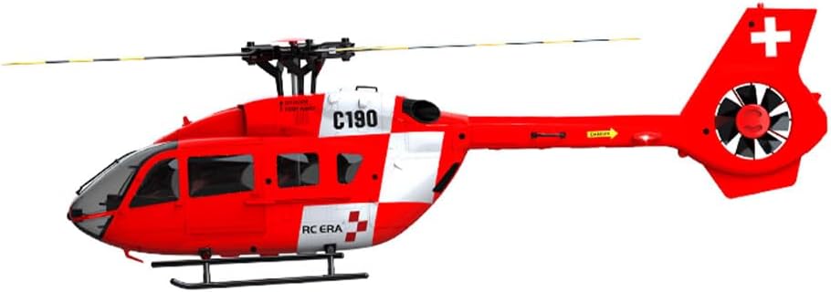 C190 H145 6CH Single Rotor RC Helicopter with Brushless Motors, Altitude Hold, Optical Flow, Modular Battery, Gyro Stabilization – For Adult Beginners & Pros (RTF Version/Red White) - 3 Battery