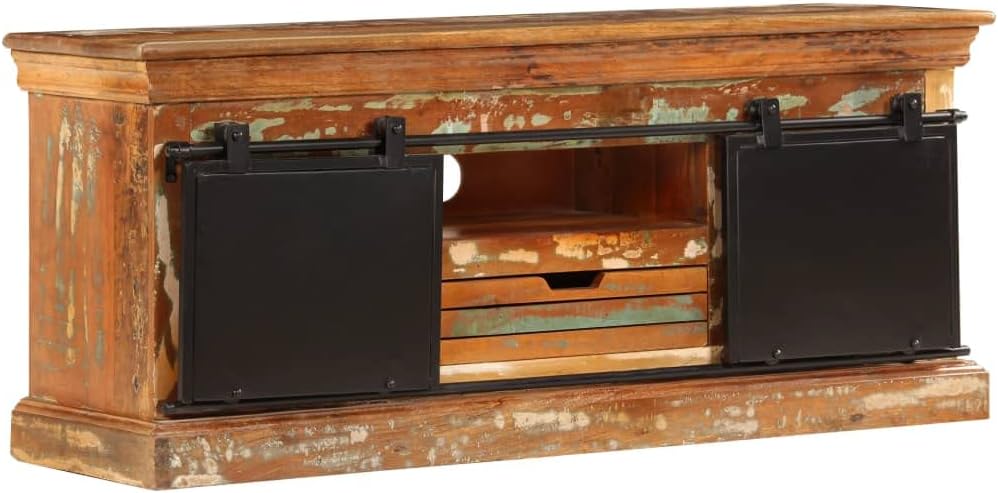 Vintage Reclaimed Wood TV Stand for Living Room