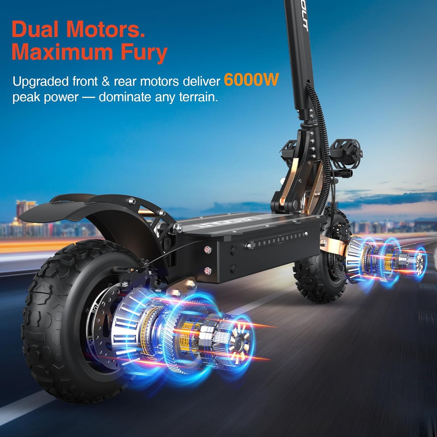 T88/T85 Electric Scooter for Adults Series, 1500W/6000W Peak Motor, 31-53 Mph & Up tp 40-59 Miles Long Range Off-Road Electric Scooter, 10