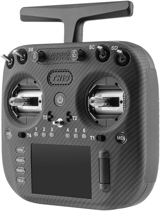 RadioMaster TX15 MAX Edition ExpressLRS AG02 Hall Gimbals IPS Touchscreen Radio Controller Mode 2 (Carbon Fiber Black)
