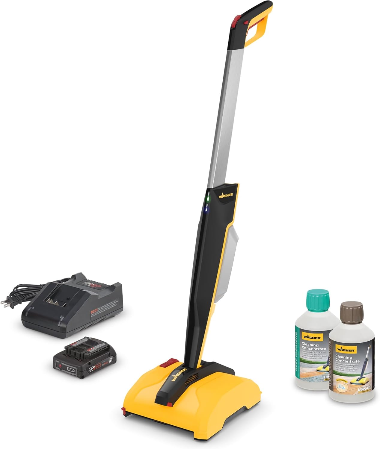 Wagner (2469829) Levaro Powerbrush 18V Cordless Outdoor Patio and Deck Cleaner with included Deep Cleaning Solution & Wood/Composite Cleaning Solution great for outdoor spaces