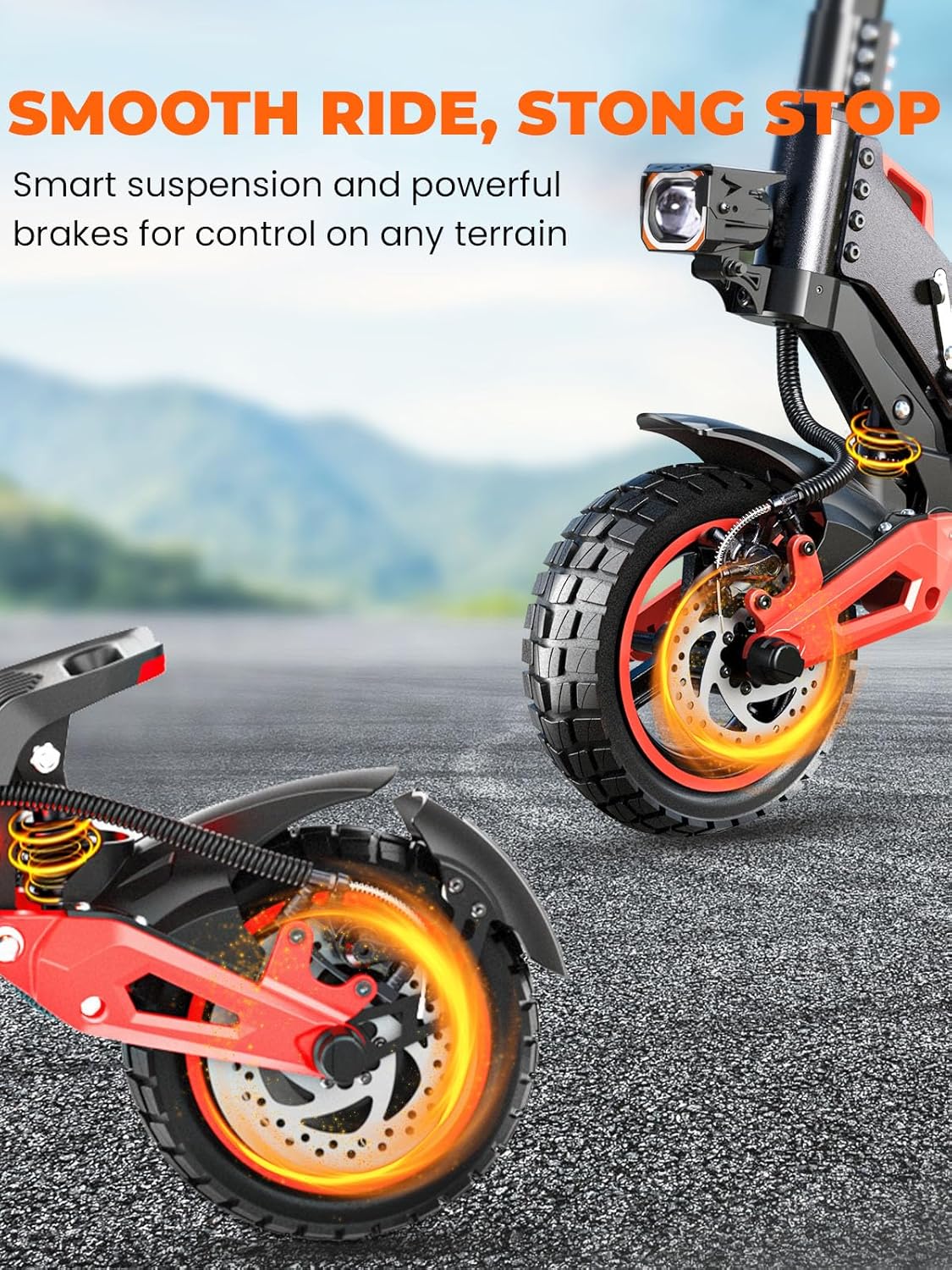 Offroad Electric Scooter Adults with Seat - 37-40 Miles Long Range Escooter,1200W Motor, 34MPH Fast Electric Scooters,48V 18/21AH Battery,11