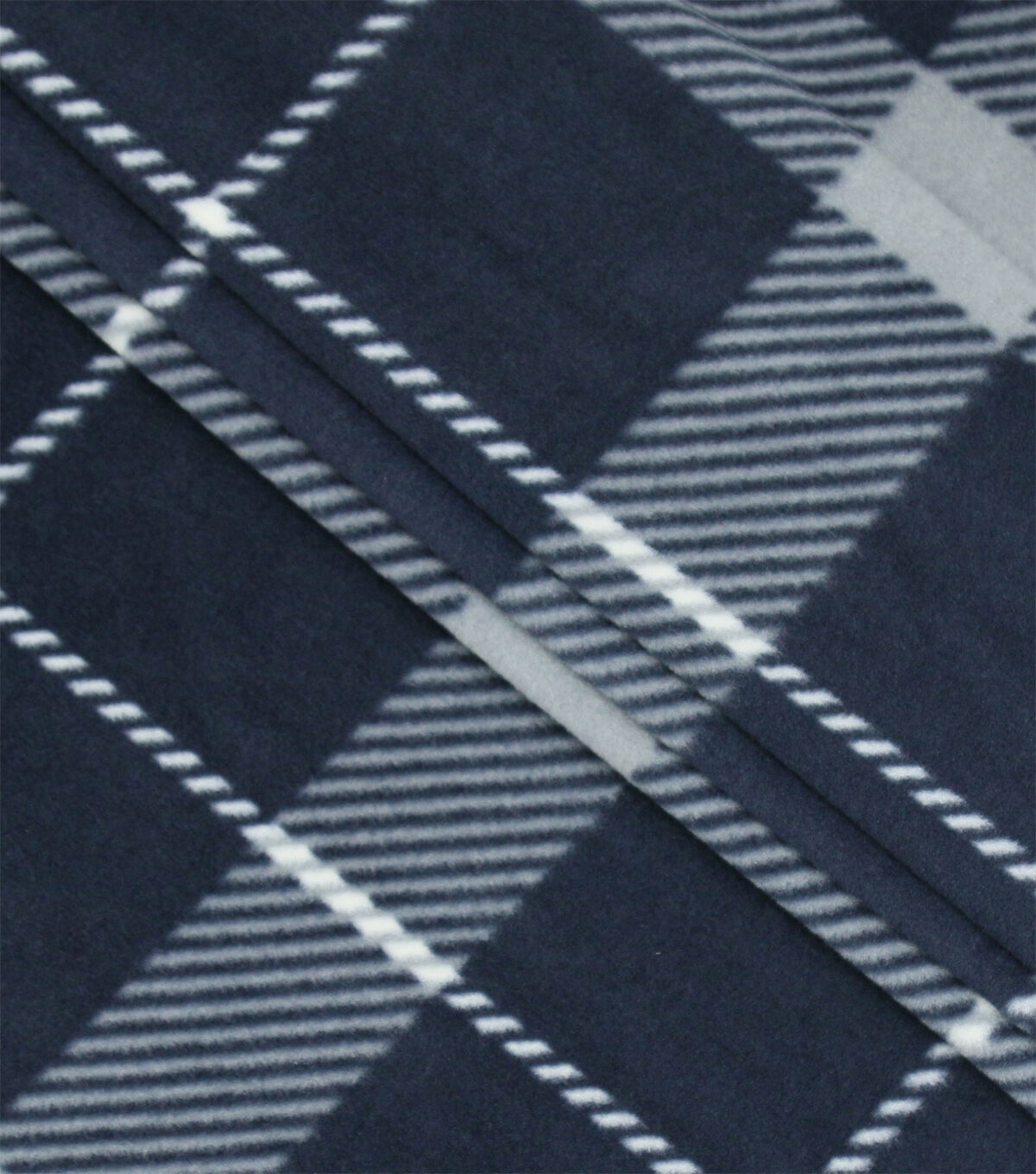 Blue & White Plaid Anti Pill Fleece Fabric