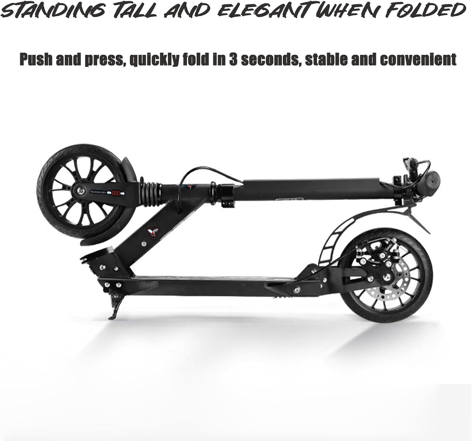 Adult Kick Scooter with Brakes, Aluminum Alloy Scooter for Teens & Adults, with Foot Support Frame, Shock AbsorptionDesign, 3 Second Folding, Wear Resistant Big Wheels for Indoor & Outdoo