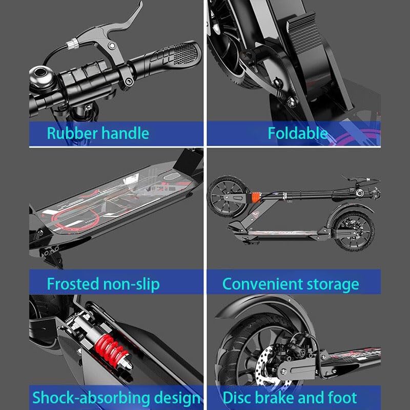 Folding Kick Scooter for Adults & Kids – 2-Wheel Adjustable Height Scooter with Hand & Foot Brake, Dual Suspension, Anti-Slip 5cm Tires, Quiet Ride, 600 Pound Capacity, for Ages 6+