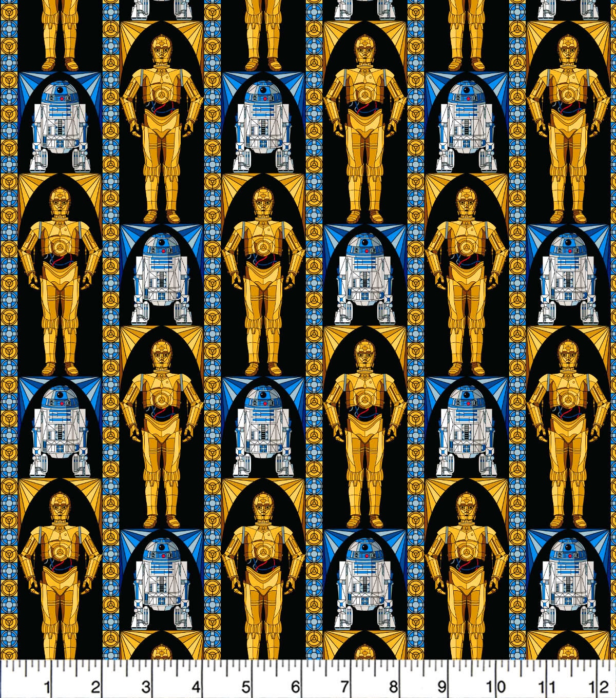 Star Wars Stain Glass Driods Cotton Fabric