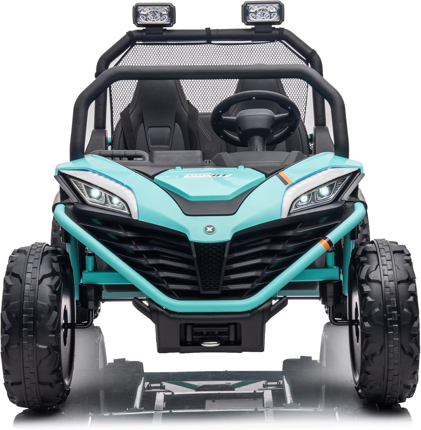 ELEMARA 24V 2 Seater Ride on Car for Kids,10AH 4WD Powered Ride on Toy for Big Kids,4.5MPH Large Side by Side Electric Vehicle with Remote,Bluetooth,LED Light,3 Speeds,Music，Max 140lbs，Green