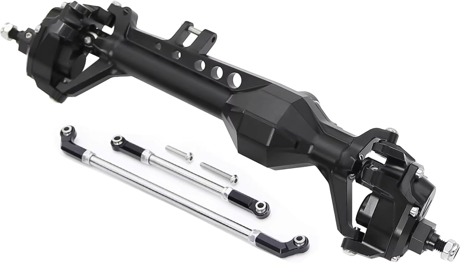 RC Car Parts Compatible with Vanquish VS4-10 for Phoenix 1/10 RC Crawler Car Upgrade Parts Aluminum Front Rear Portal Axle Complete Set(Black,1set)